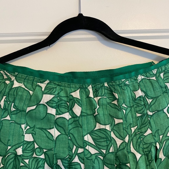 Zara Green/White Linen Skirt - Picture 3 of 5